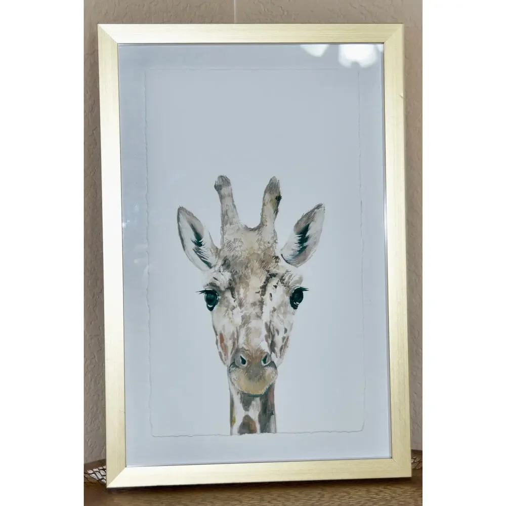 Marmont Hill Cheeky Giraffe Watercolor Floating Framed Wall Art Print
